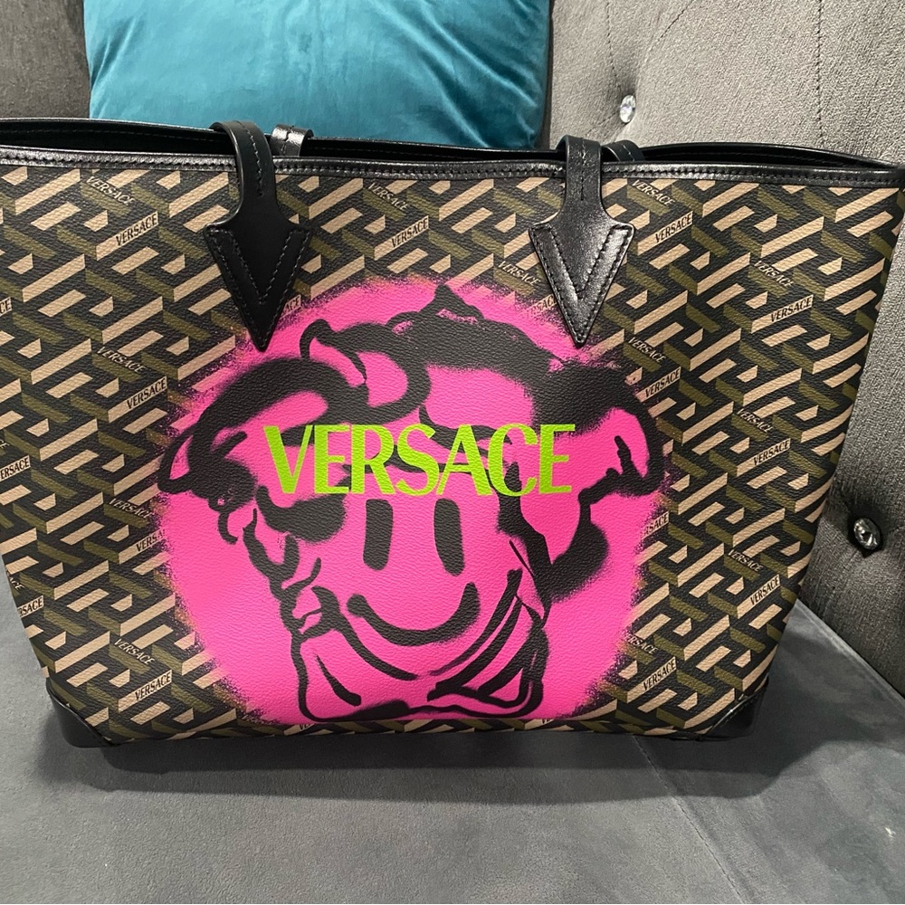Versace smiley medusa tote